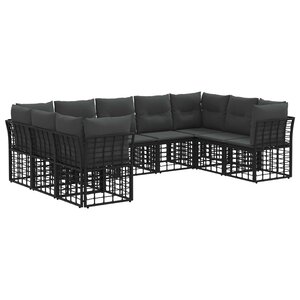 vidaXL Ensemble de canapés d'extérieur Noir et Gris foncé Polyester