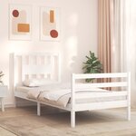 vidaXL Cadre de lit avec tête de lit blanc 90x200 cm bois massif