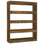 vidaXL Bibliothèque/Séparateur de pièce chêne fumé 100x30x135 cm