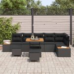 vidaXL Ensemble de canapé de jardin 9 Pièces Noir polyrotin