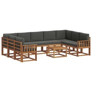 vidaXL Ensemble de canapés d'extérieur 10 pc Naturel et Anthracite