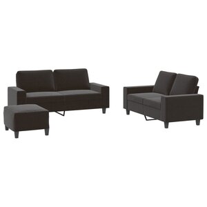 vidaXL Ensemble de canapés 3 Pièces noir tissu