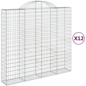 vidaXL Paniers à gabions arqués 12 Pièces 200x50x180/200 cm Fer galvanisé