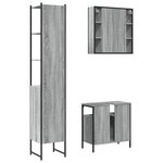 vidaXL Ensemble d'armoires de salle de bain 3 Pièces sonoma gris