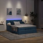 vidaXL Cadre de lit ottoman avec matelas bleu foncé 140x190 cm velours