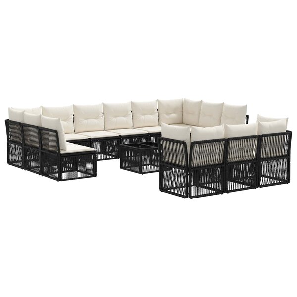 vidaXL Ensemble de canapé de jardin 14 Pièces Noir polyrotin