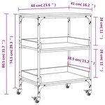vidaXL Chariot de cuisine chêne fumé 60x41x80 5 cm bois d'ingénierie