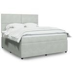 vidaXL Sommier à lattes de lit et matelas Gris clair 180x200cm Velours