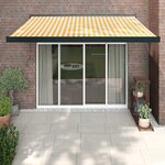 vidaXL Auvent rétractable jaune et blanc 3x2 5 m tissu et aluminium