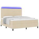 vidaXL Lit à ressorts avec matelas avec LED Crème 180 x 200 cm tissu