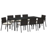 vidaXL Ensemble de salle à manger pour jardin 9 Pièces Noir
