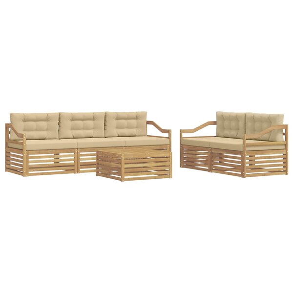 vidaXL Ensemble de canapés d'extérieur 6 pc Blanc et Beige