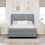 vidaXL Lit à ressorts avec matelas Gris clair 140 x 200 cm tissu