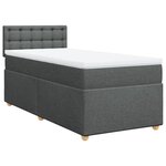 vidaXL Sommier à lattes de lit avec matelas Gris foncé 90x200 cm Tissu