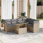 vidaXL Salon de jardin avec coussins 7 Pièces beige résine tressée