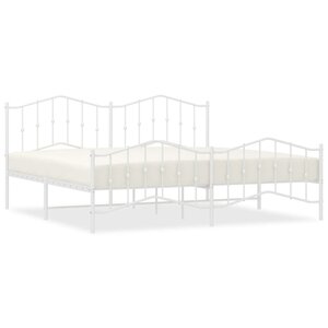 vidaXL Cadre de lit métal sans matelas et pied de lit blanc 200x200 cm
