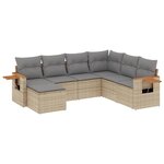 vidaXL Salon de jardin avec coussins 7 Pièces beige résine tressée