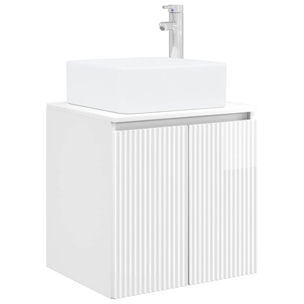 vidaXL Vanité de lavabo mural Blanc brillant 53 x 35 x 63 cm