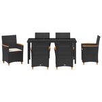 vidaXL Ensemble de salle à manger de jardin 7 pièces avec coussins en rattan poly noir