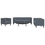 vidaXL Ensemble de canapé Chesterfield et traversins 3 Pièces gris foncé