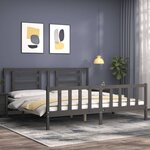 vidaXL Cadre de lit sans matelas gris 200x200 cm bois massif de pin