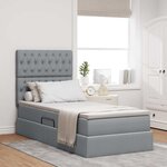 vidaXL Lit avec rangement et matelas Gris clair 90 x 190 cm Polyester