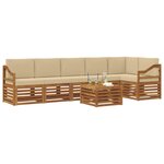 vidaXL Ensemble de canapés d'extérieur 7 pc Naturel et Beige Polyester