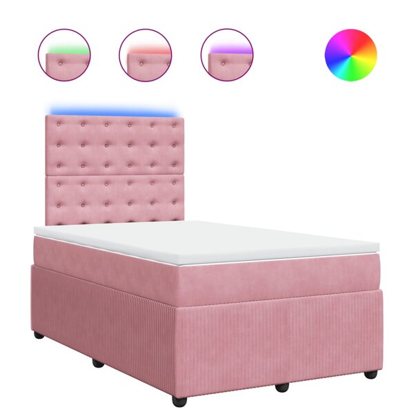 vidaXL Sommier à lattes de lit avec matelas Rose 120x200 cm Velours
