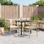 vidaXL Ensemble à manger de jardin avec coussins 5Pièces Beige poly rotin