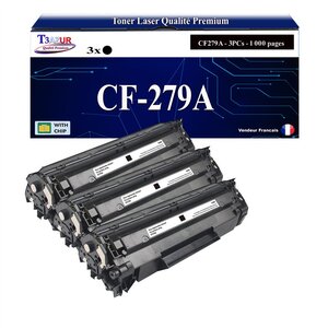 T3AZUR -3x Toners compatibles avec HP CF279A (79A) pour HP LaserJet Pro M12a  M12w  M26a  M26nw