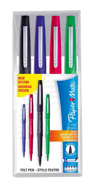 Paper Mate Flair Original - 4 feutres Assortiment de couleurs - pointe moyenne 0.7mm