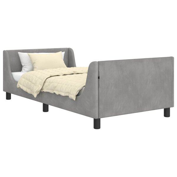 vidaXL Cadre de lit pour enfants avec tête de lit Gris clair Velours