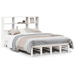 vidaXL Lit bibliothèque sans matelas blanc 160x200 cm bois massif
