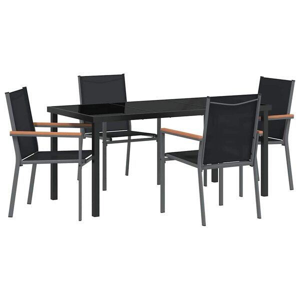 vidaXL Ensemble de salle à manger pour jardin 5 Pièces Noir
