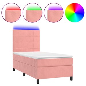 vidaXL Sommier à lattes de lit avec matelas LED Rose 90x190 cm Velours