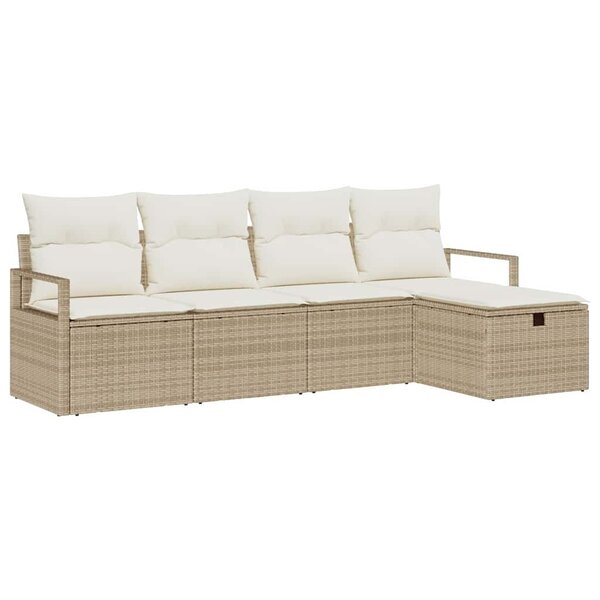 vidaXL Ensemble de canapé de jardin 5 Pièces Beige Poly rotin