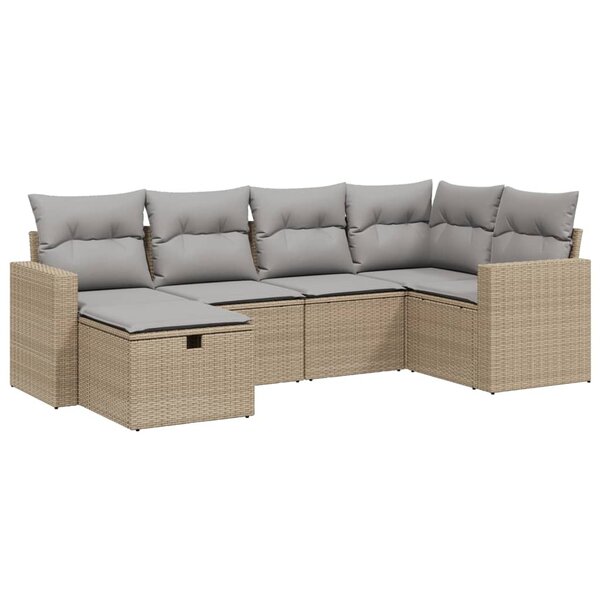 vidaXL Salon de jardin avec coussins 6Pièces mélange beige résine tressée