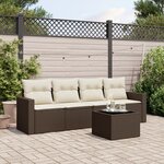 vidaXL Salon de jardin avec coussins 5 Pièces marron résine tressée