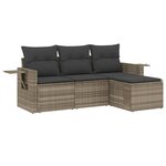vidaXL Salon de jardin 4 Pièces avec coussins gris clair résine tressée