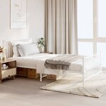 vidaXL Cadre de lit métal avec tête de lit/pied de lit blanc 107x203cm