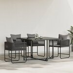 vidaXL Chaises de Jardin avec Coussins 4 Pièces Noir Rattan Poly