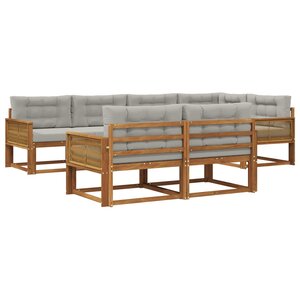 vidaXL Ensemble de canapés d'extérieur 8 pc Naturel et Gris clair