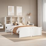 vidaXL Lit bibliothèque sans matelas blanc 140x200 cm bois pin massif
