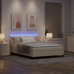 vidaXL Lit à ressorts avec matelas avec LED Crème 160 x 200 cm tissu