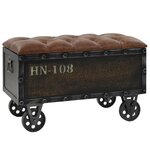 vidaXL Banc de rangement Bois massif et similicuir 80 5x41x50 cm