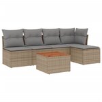 vidaXL Salon de jardin avec coussins 6Pièces mélange beige résine tressée