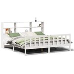 vidaXL Lit bibliothèque sans matelas blanc 200x200 cm bois pin massif