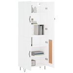 vidaXL Buffet haut Blanc 69 5x34x180 cm Bois d'ingénierie