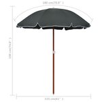 vidaXL Parasol de jardin avec mât en acier 180 cm anthracite