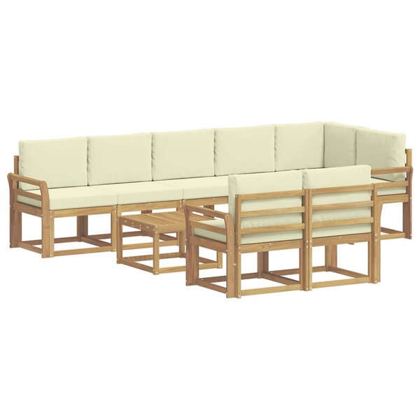 vidaXL Ensemble de canapés d'extérieur 9 pc Blanc et crème Polyester